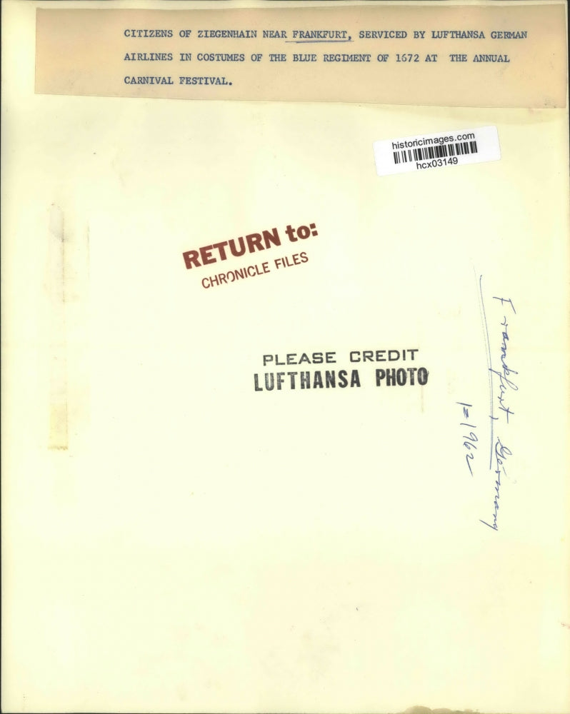 1962 Press Photo Citizens of Ziegenhain near Frankfurt, Germany, at Festival