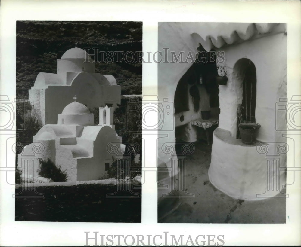 1993 Press Photo twin chapels on the island of Sifnos, Greece - hcx04631