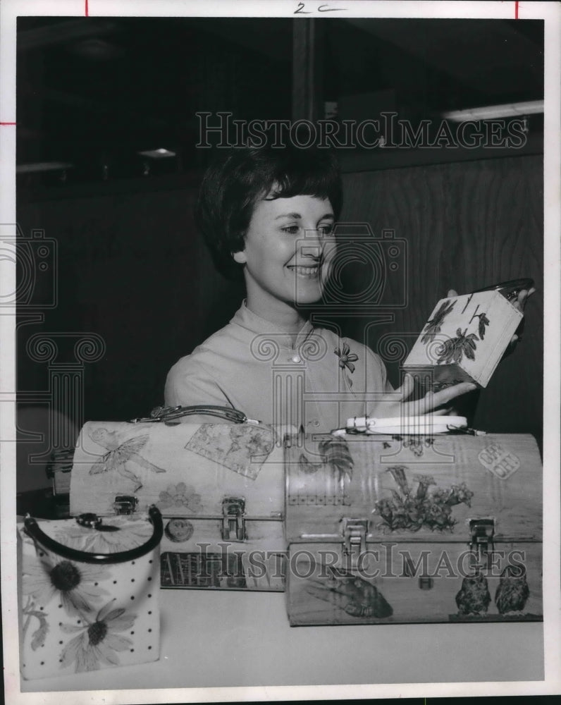 1968 Press Photo boxes of decoupage art by Mrs. Shirley Herring - hcx05564- Historic Images