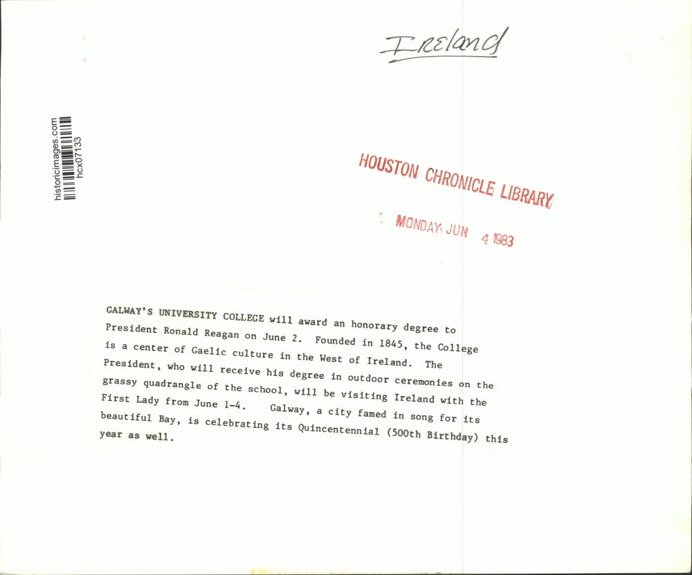 1983 Press Photo Galway's University College in Ireland - hcx07133