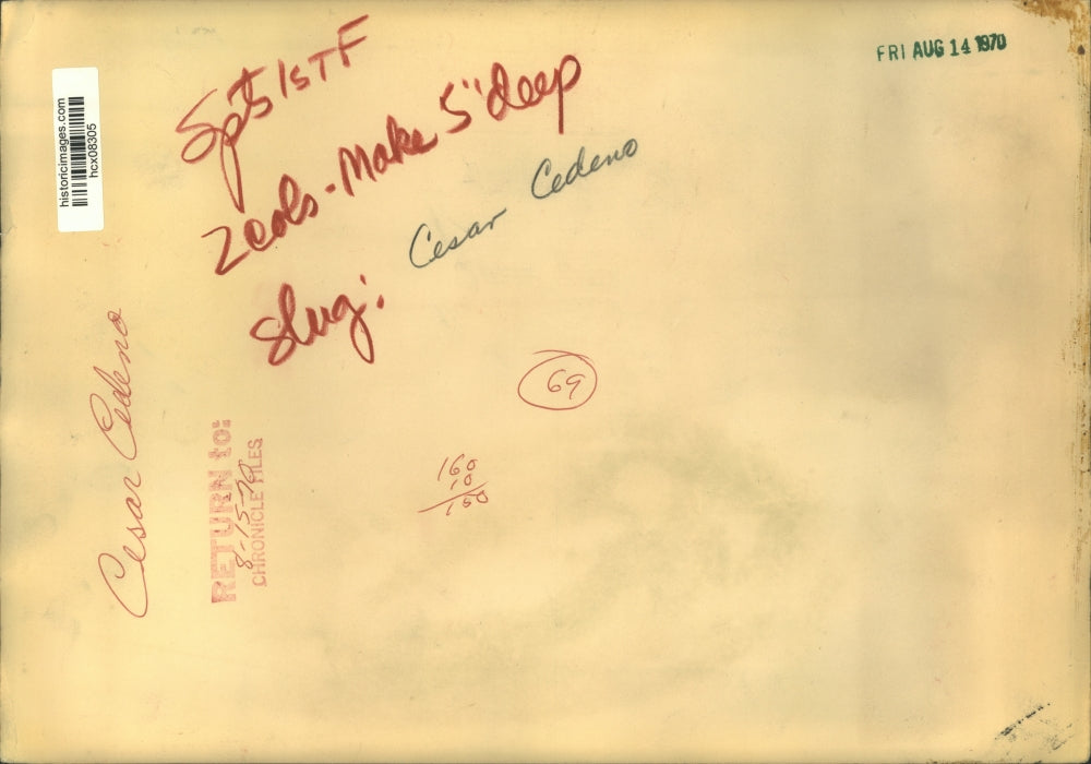 1970 Press Photo Houston Astro Centerfielder Cesar Cedeno Is Safe At Third Base.