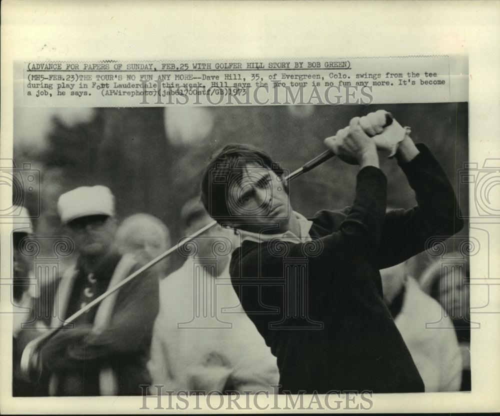 1973 Press Photo Golfer Dave Hill plays at Fort Lauderdale, Florida - hcx08609- Historic Images