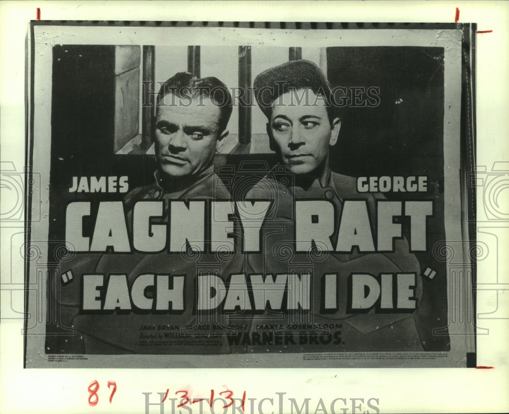 1983 Press Photo James Cagney &amp; George Raft in &quot;Each Dawn I Die&quot; Original Card.- Historic Images