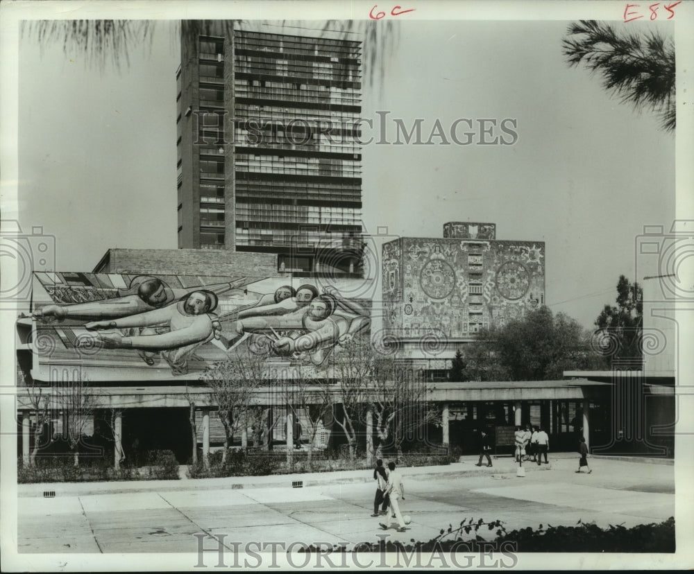 1968 Press Photo Building murals of University of Mexico, Mexico City, Mexico- Historic Images