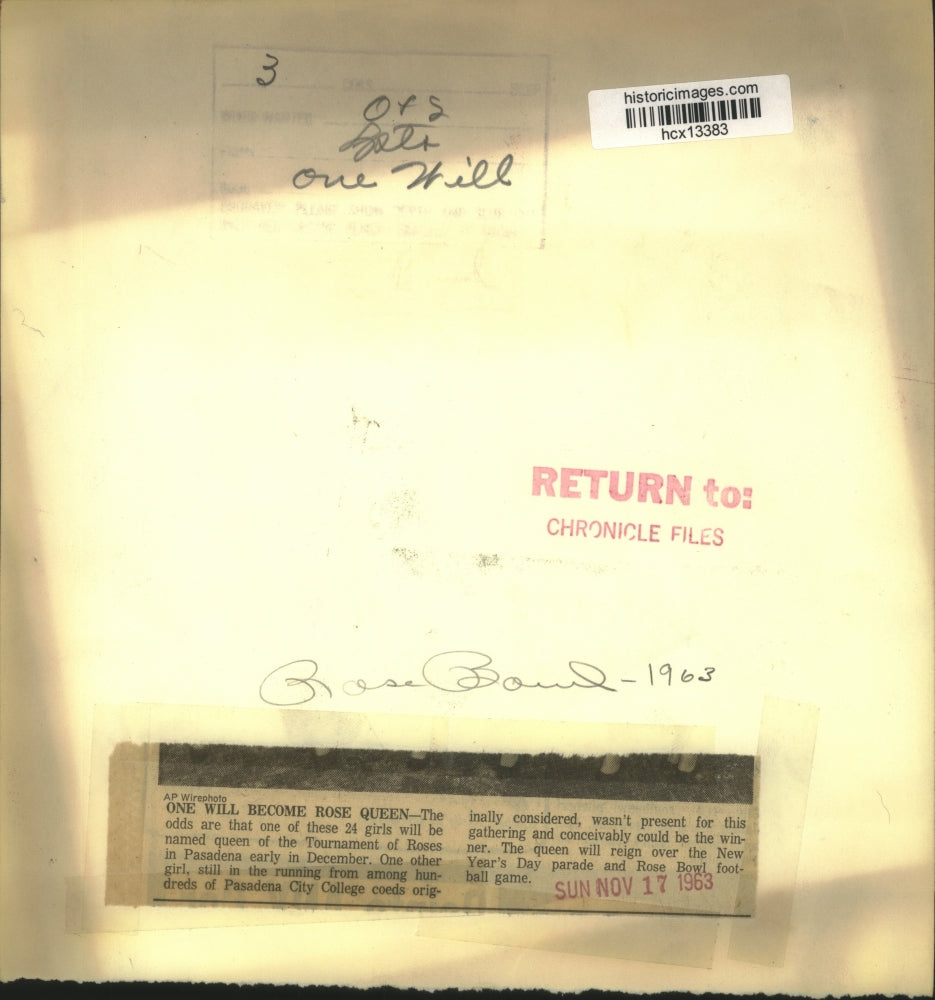 1963 Press Photo Contestants in Tournament of Roses Queen contest, Pasadena, CA.