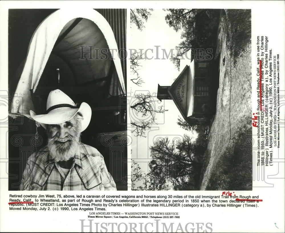 1990 Press Photo Cowboy Jim West Part of Rough and Ready, California Celebration- Historic Images