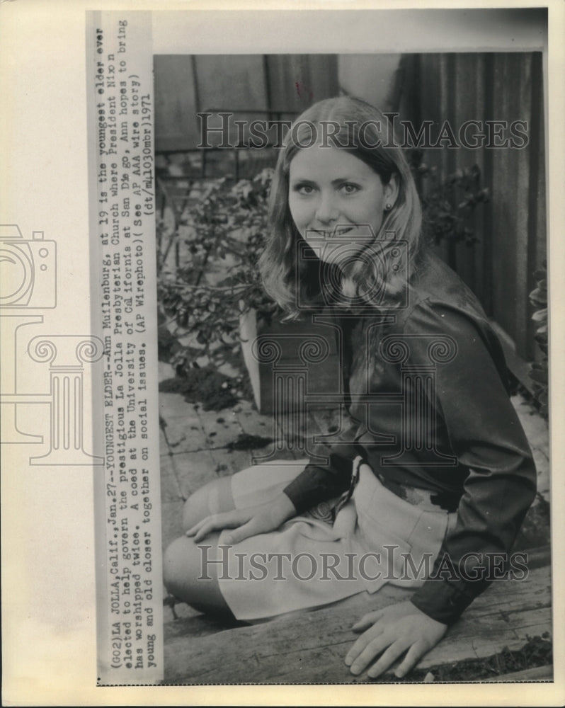 1971 Press Photo Ann Mullenburg, University of California, San Diego Student