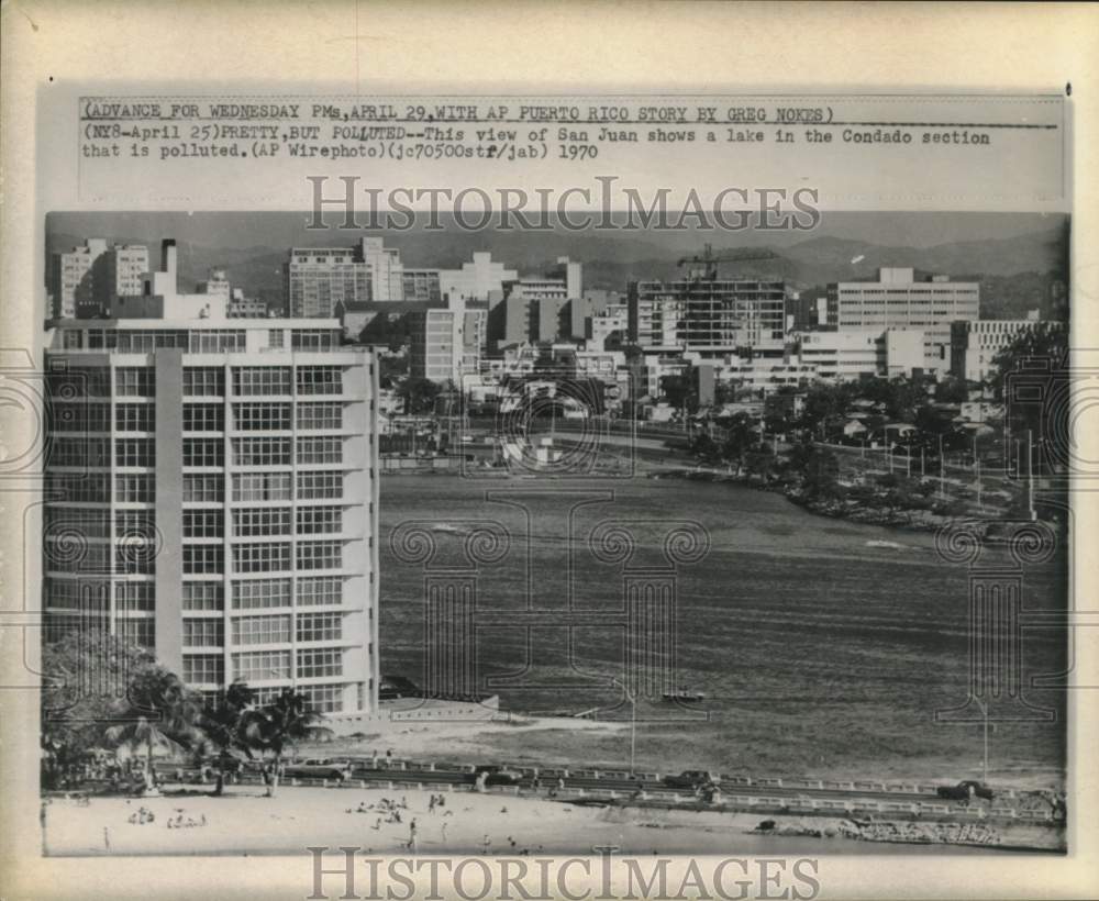 1970 Press Photo Polluted Lake in Condado Section of San Juan, Puerto Rico- Historic Images