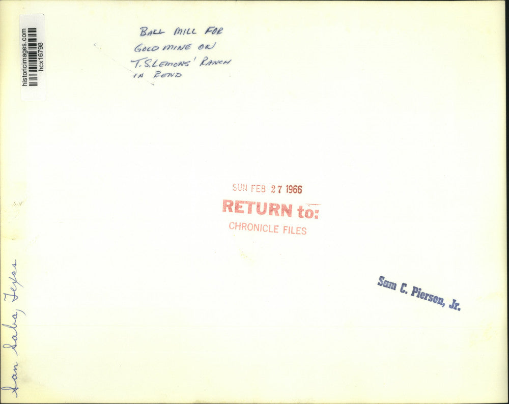 1966 Press Photo Ball mill for gold mine in San Saba, Texas - hcx16798