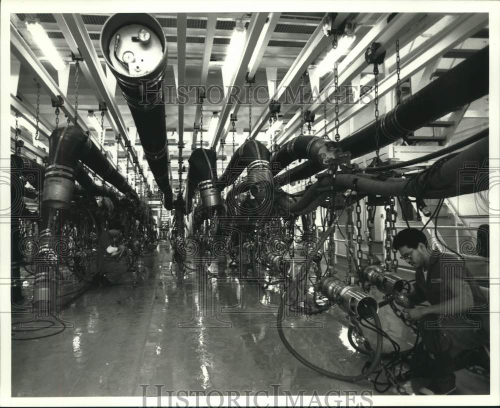 1993 Press Photo Energy Devices on Western Monarch, Oil Exploration Ship, Texas