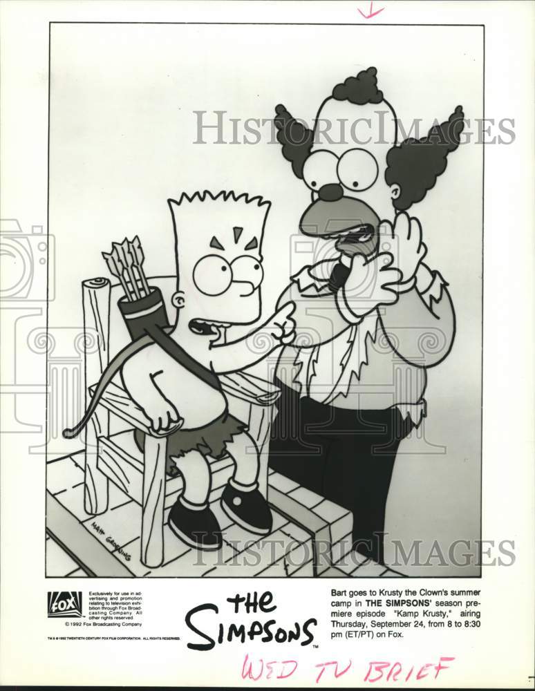 1992 Press Photo Scene from animated TV show &quot;The Siimpsons&quot; - hcx17852- Historic Images