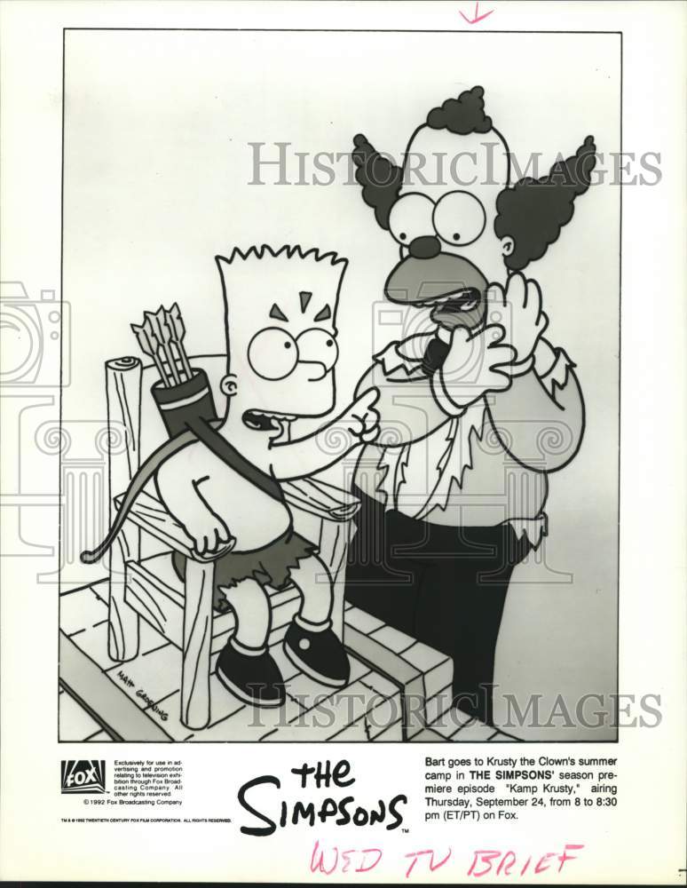 1992 Press Photo Scene from animated TV show "The Siimpsons" - hcx17852- Historic Images
