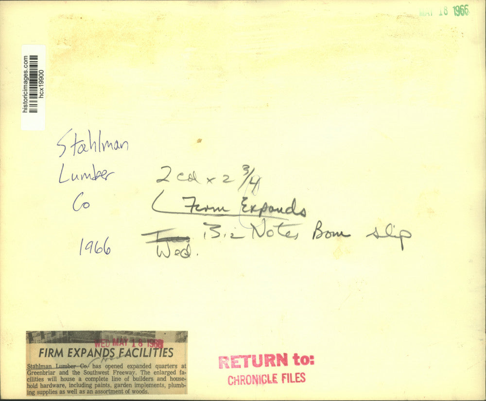 1968 Press Photo Merchandise inside Stahlman Lumber Company store in Houston