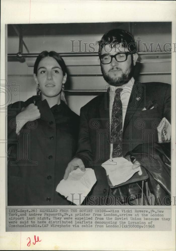 1968 Press Photo Vicki Rovere & Andrew Papworth - expelled from Soviet Union