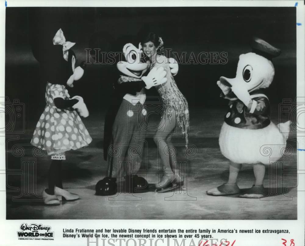 1983 Press Photo Linda Fratianne Skates with Disney&#39;s Characters in World on Ice- Historic Images