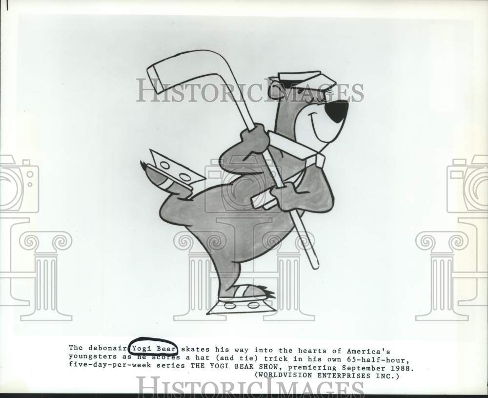 1988 Press Photo Yogi Bear skating in the Premier of &quot;The Yogi Bear Show&quot;- Historic Images