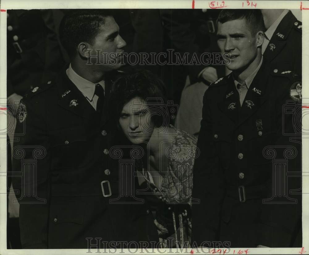 1966 Press Photo Texas A&amp;M cadets stand during football game - hcx28353- Historic Images