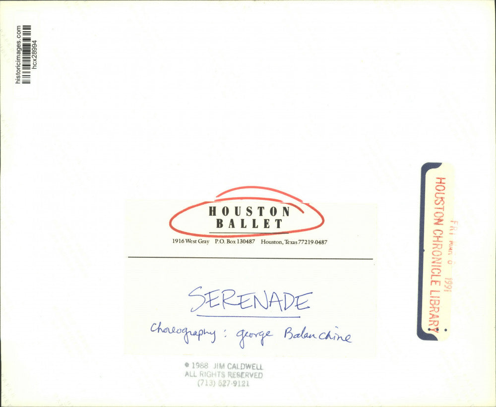 1988 Press Photo Houston Ballet dancers in "Serenade" - hcx28994