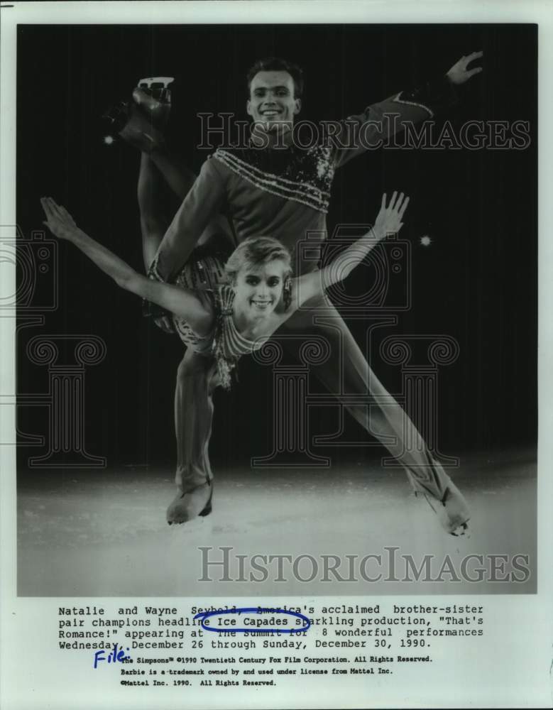 1990 Press Photo Natalie &amp; Wayne Seybold - Ice Capades &quot;That&#39;s Romance!&quot;- Historic Images