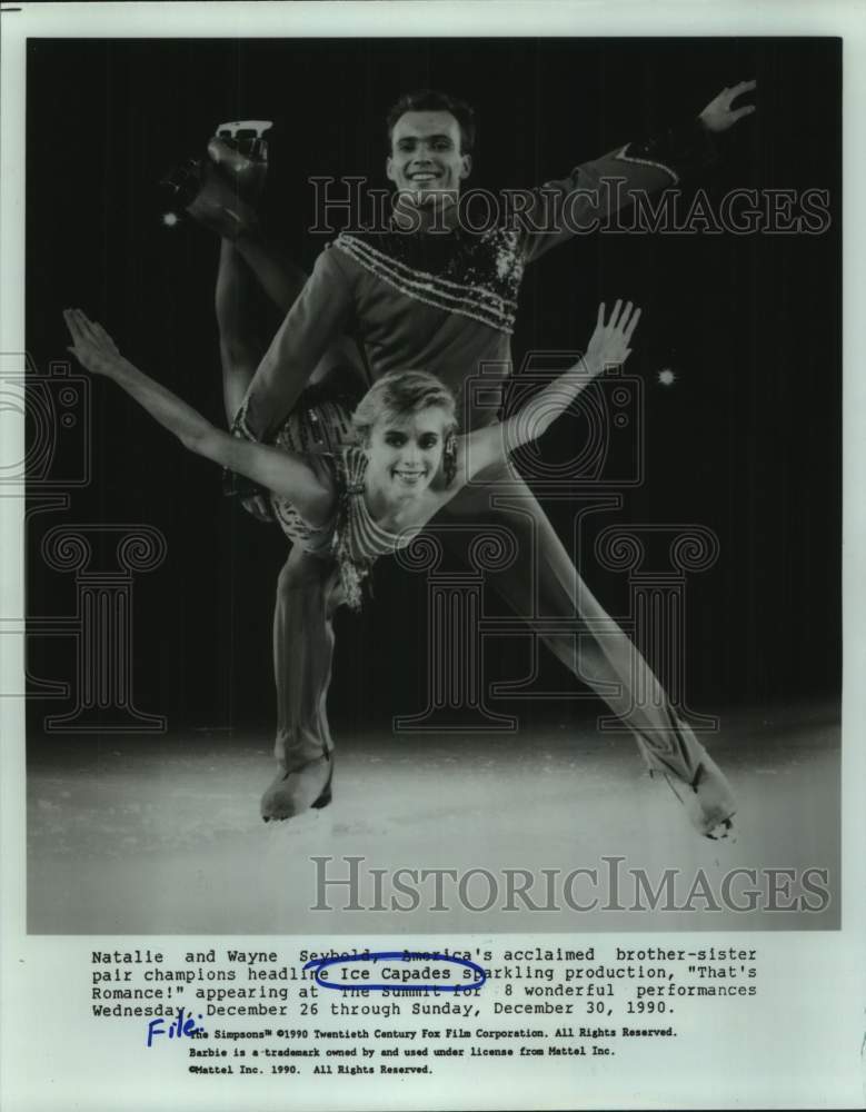 1990 Press Photo Natalie & Wayne Seybold - Ice Capades "That's Romance!"- Historic Images