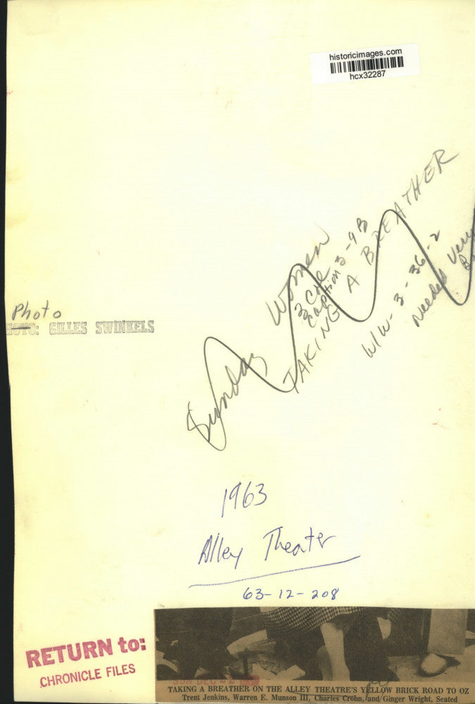 1963 Press Photo Actors Take a Break of "Wizard of Oz" at Alley Theater, Houston