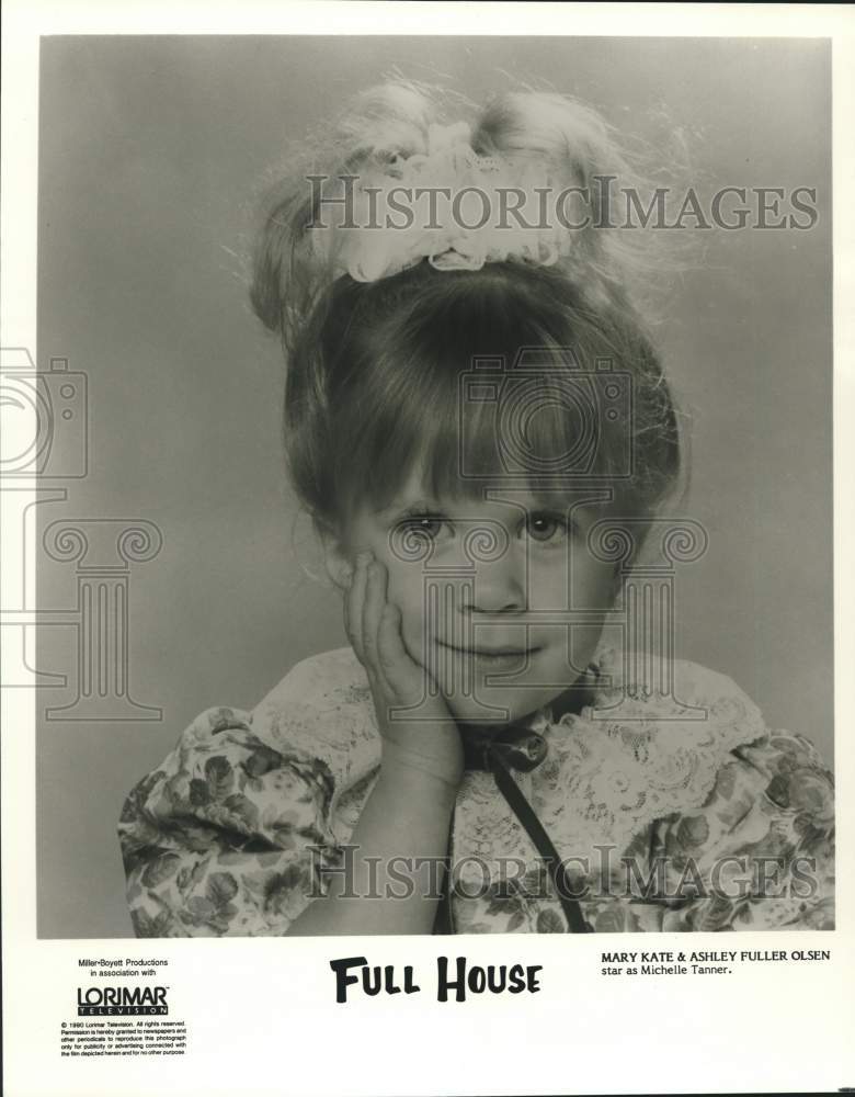 1990 Press Photo Mary Kate &amp; Ashley Fuller Olsen share star role on &quot;Full House&quot;- Historic Images