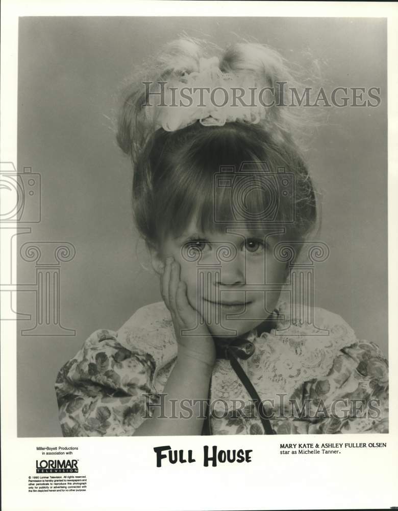 1990 Press Photo Mary Kate & Ashley Fuller Olsen share star role on "Full House"- Historic Images