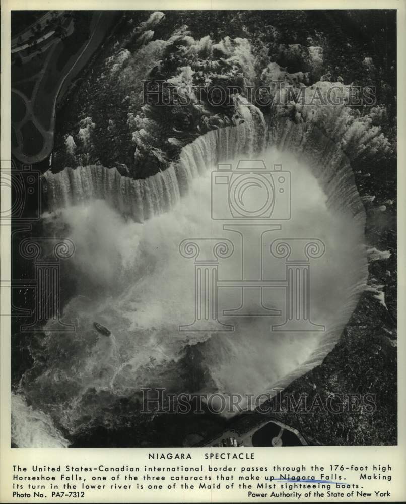 1965 Press Photo United States-Canada Boarder Passes Through Horseshoe Falls- Historic Images
