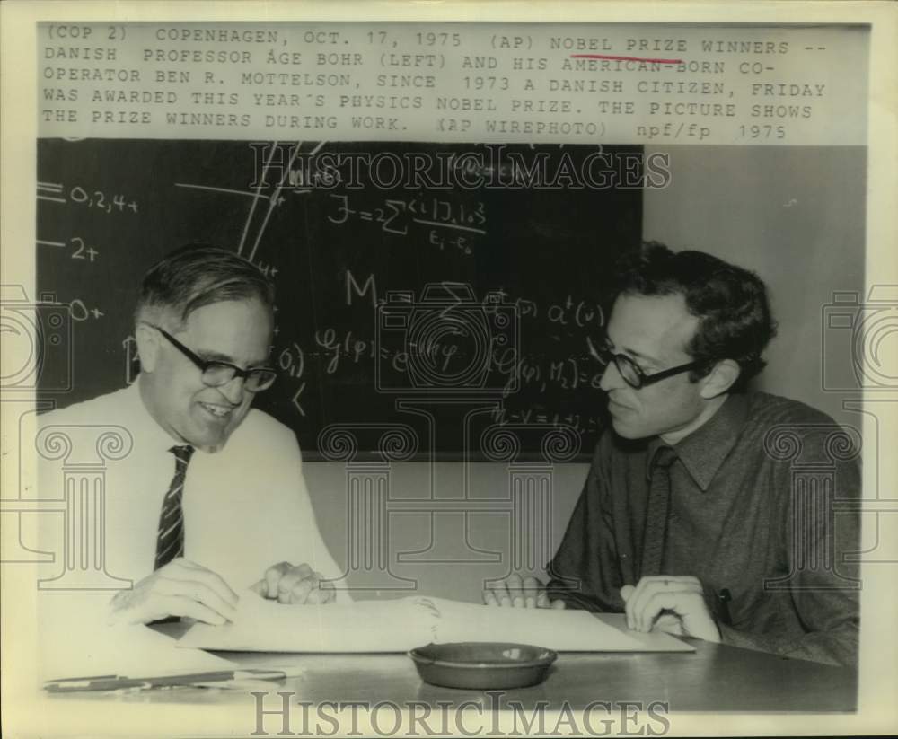 1975 Press Photo Nobel Prize winners, Age Bohr and Ben R. Mottelson, Copenhagen- Historic Images