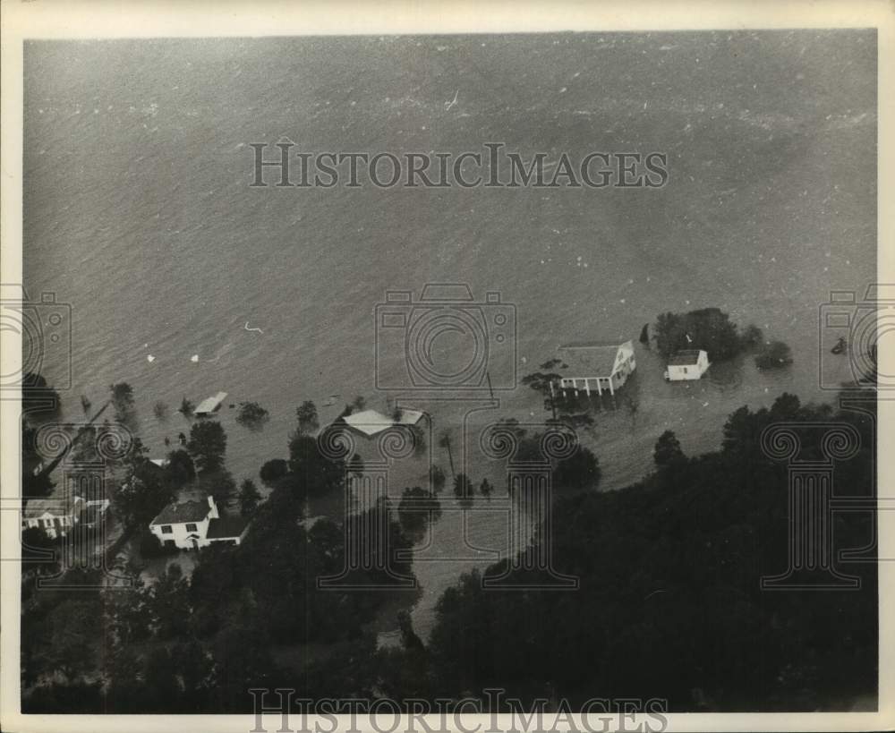 1961 Press Photo Hurricane Carla flooding - Homes under water - Aerial view- Historic Images