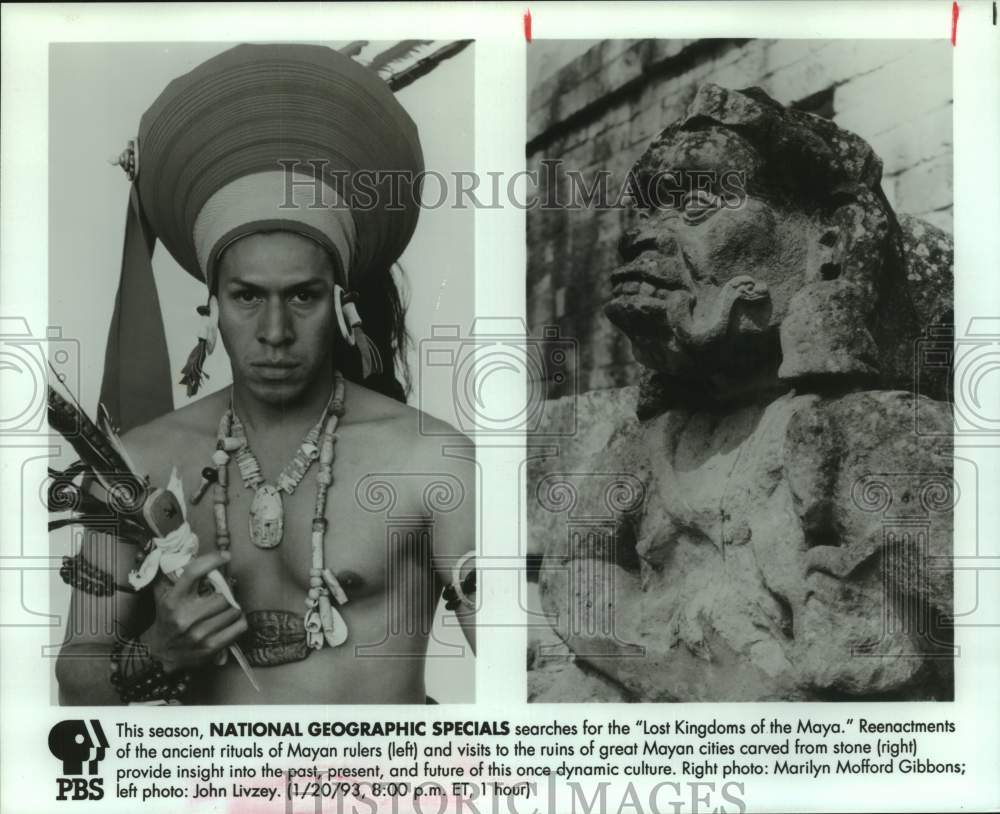 1993 Press Photo Reenactments of Ancient Mayan Rituals and Ruins of Mayan Cities- Historic Images