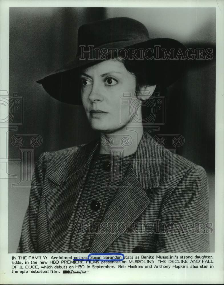 1985 Press Photo Actress Susan Sarandon in Character - hcx39311- Historic Images