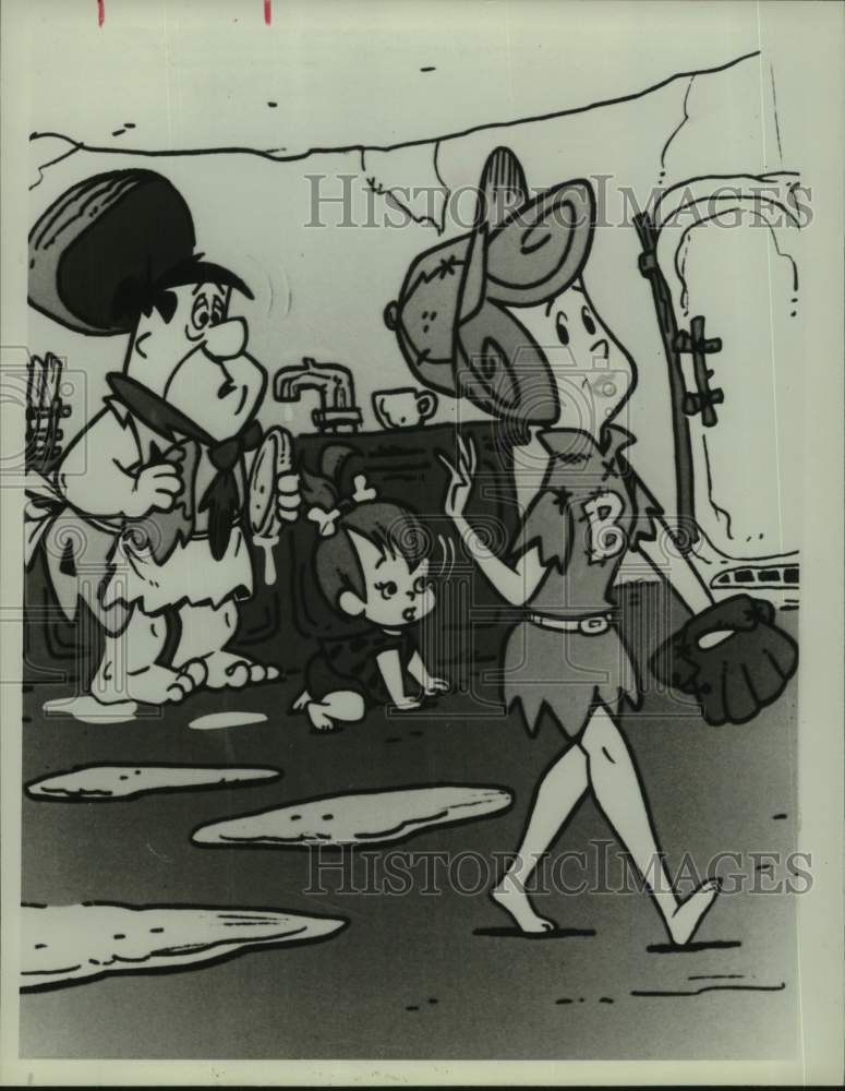 1981 Press Photo Wilma leaves Fred at home - &quot;The Flintstones&#39;&quot; &quot;Wind-Up Wilma&quot;- Historic Images