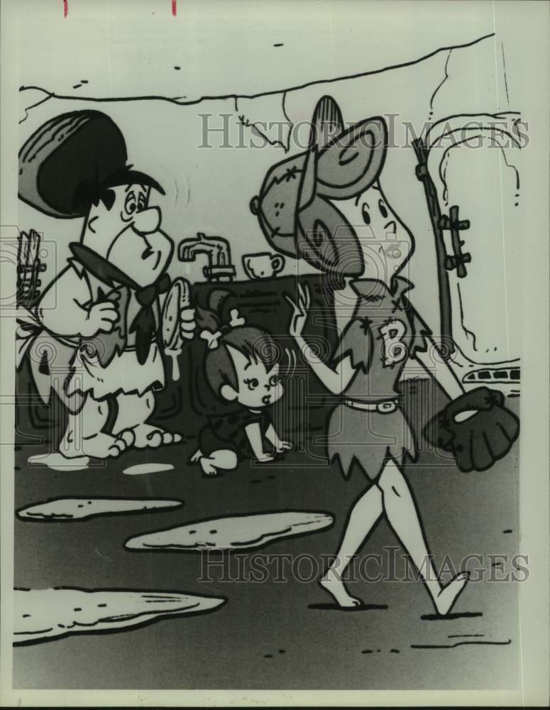 1981 Press Photo Wilma leaves Fred at home - "The Flintstones'" "Wind-Up Wilma"- Historic Images