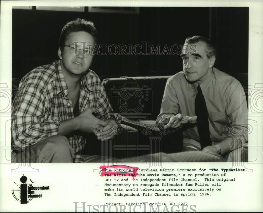 1996 Press Photo Tim Robbins & Martin Scorsese - Sam Fuller documentary