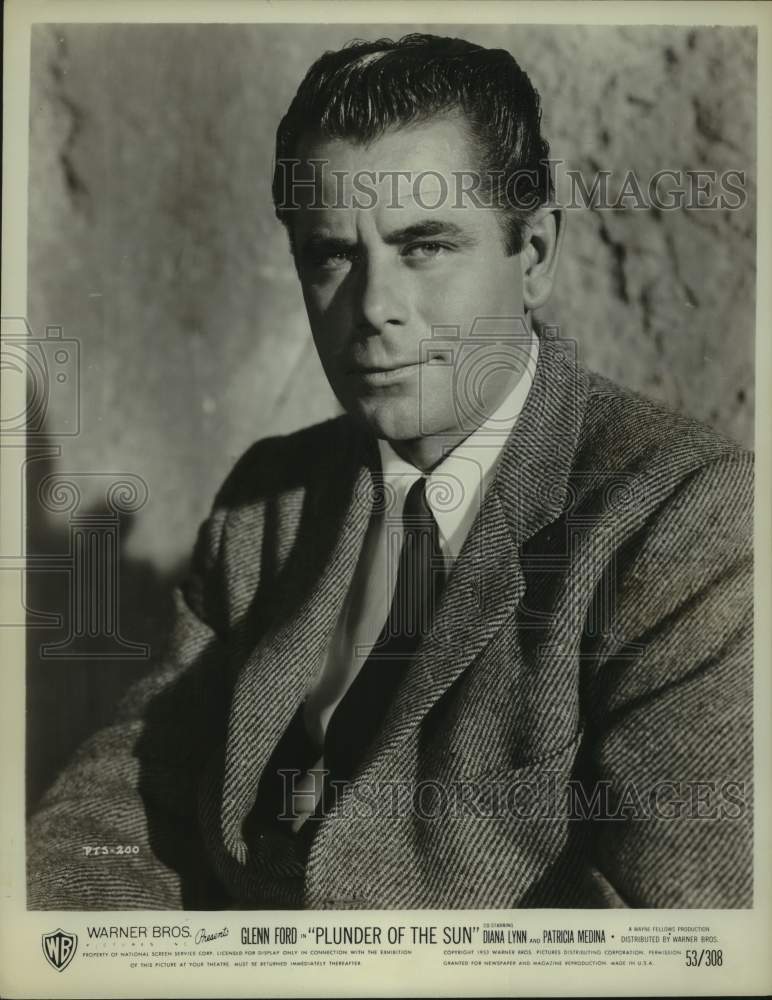 1953 Press Photo Glenn Ford Stars in Warner Brothers' Film "Plunder of the Sun"- Historic Images