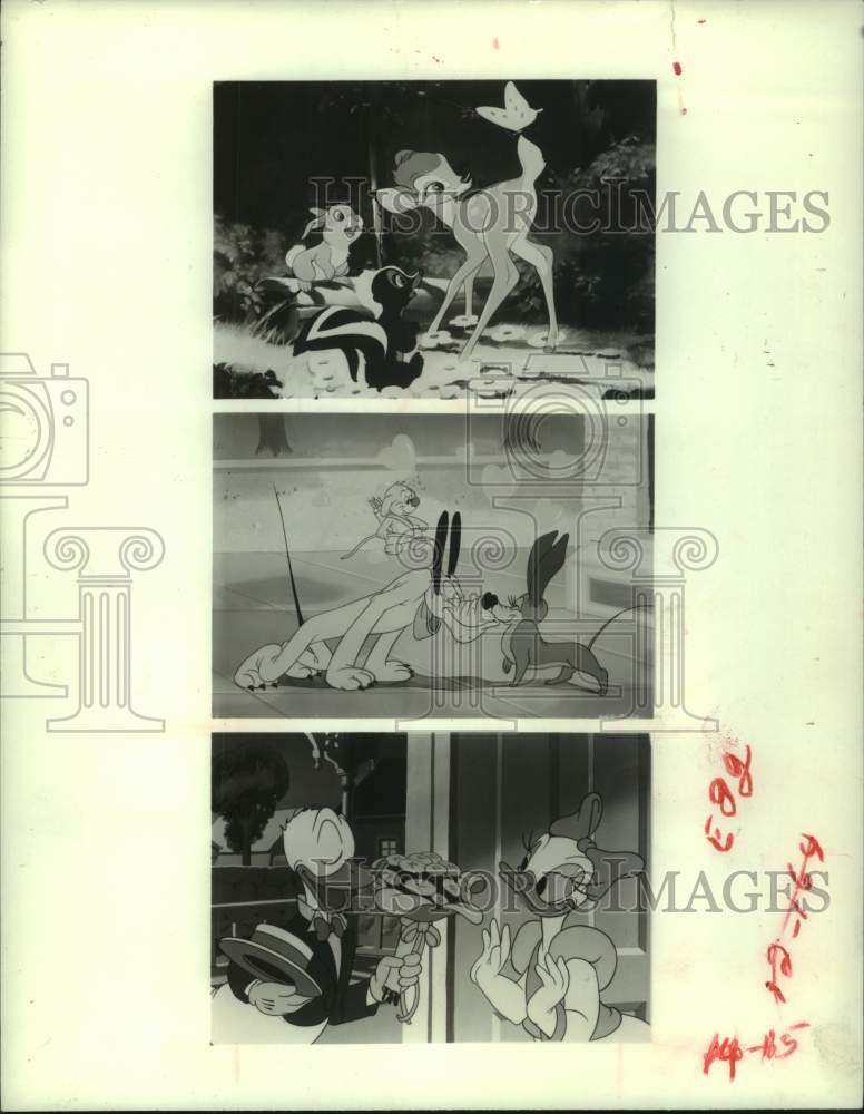 1984 Press Photo Walt Disney cartoon characters in "All-Star Valentine Party"Â- Historic Images