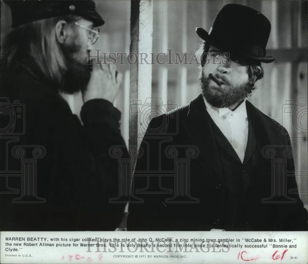 1971 Press Photo Warren Beatty as John Q. McCabe in &quot;McCabe &amp; Mrs. Miller&quot;- Historic Images