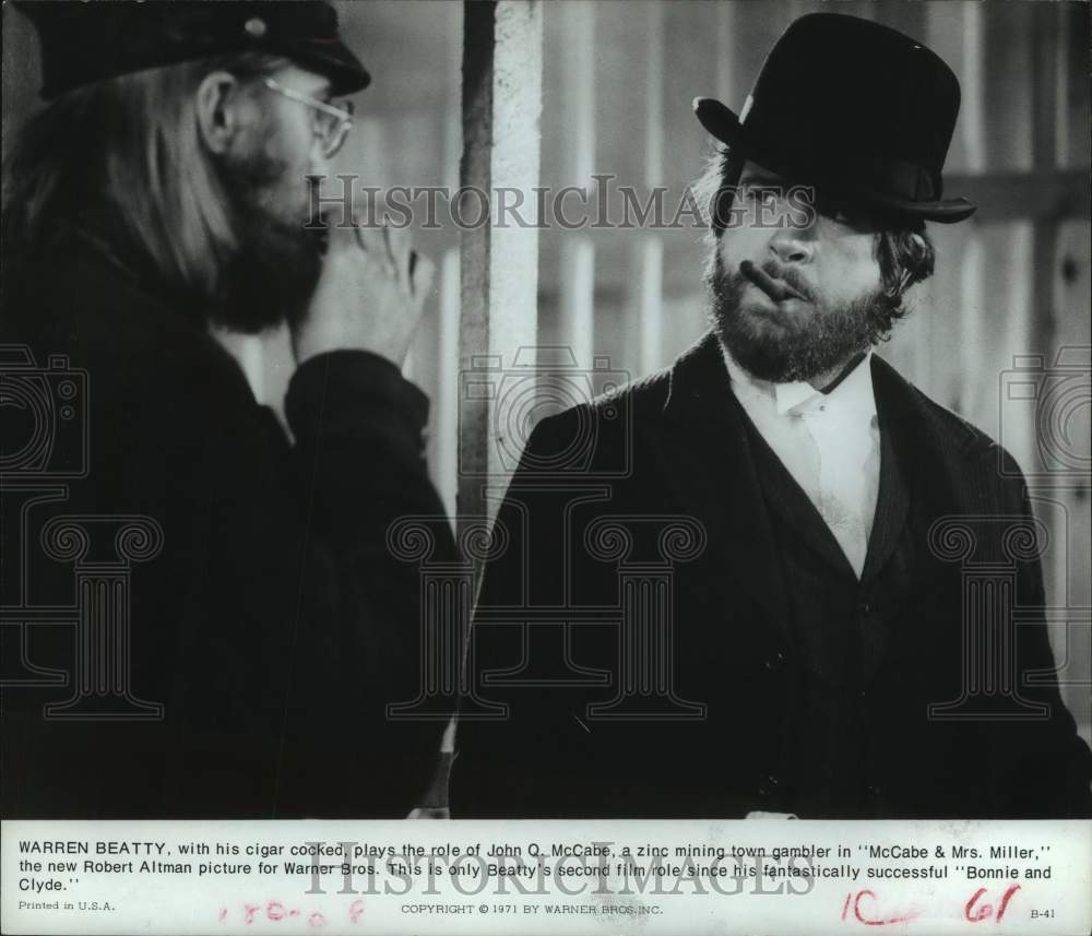 1971 Press Photo Warren Beatty as John Q. McCabe in "McCabe & Mrs. Miller"- Historic Images