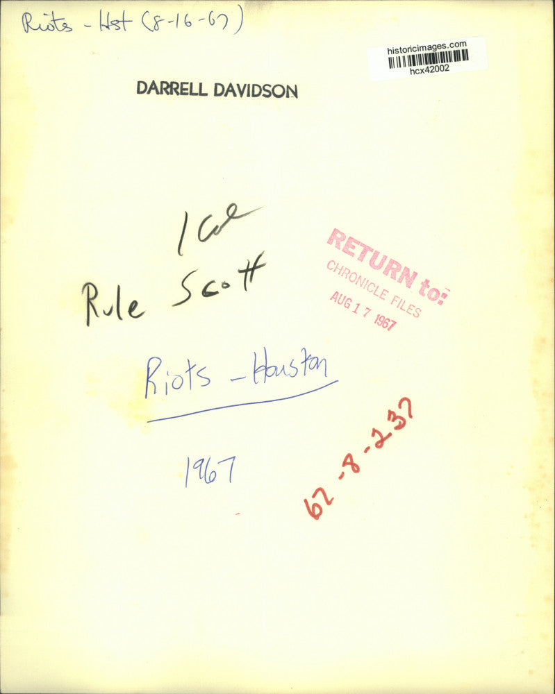 1967 Press Photo Riots, Houston: Rule Scott - hcx42002