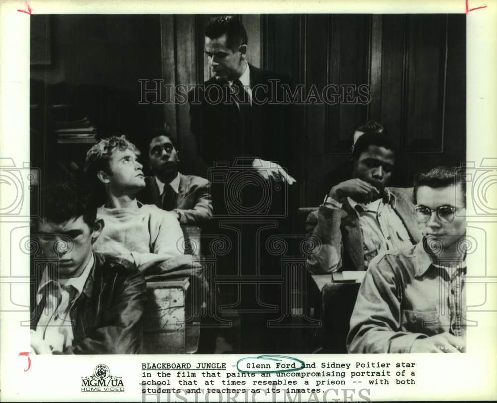 1989 Press Photo &quot;Blackboard Jungle&quot; with Glenn Ford and Sidney Poitier- Historic Images