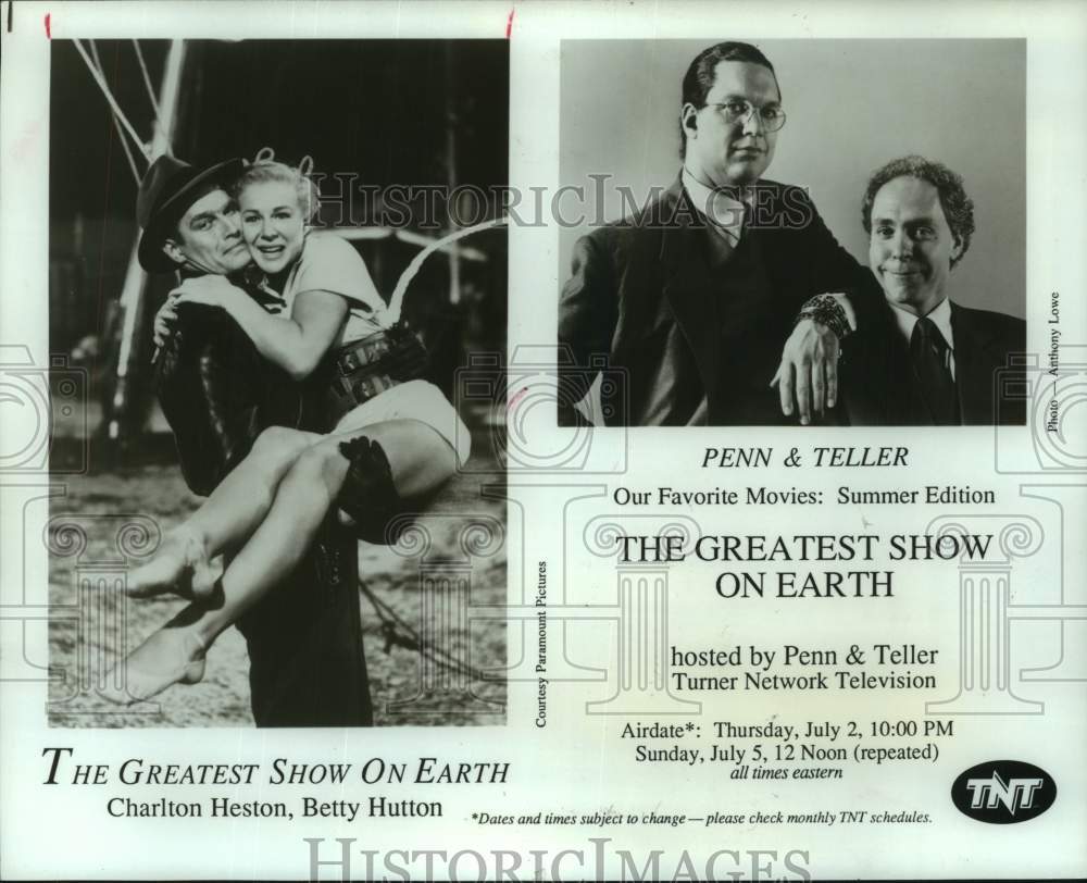 1992 Press Photo Charlton Heston &amp; Betty Hutton in &quot;The Greatest Show on Earth&quot;- Historic Images