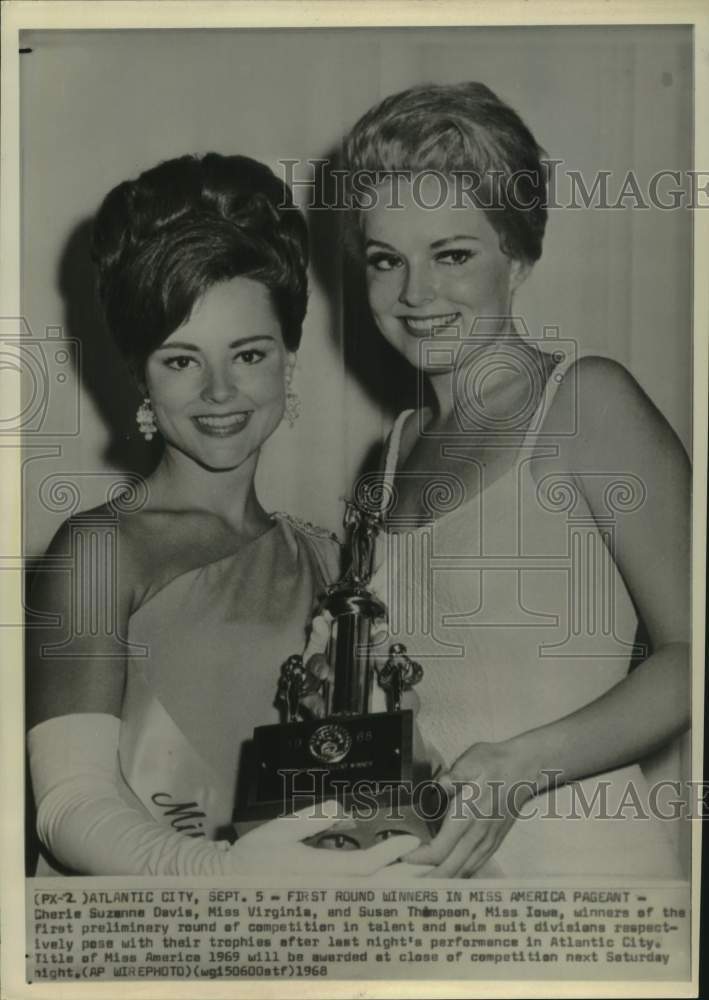 1968 Press Photo Miss America finalists Cherie Davis and Susan Thompson