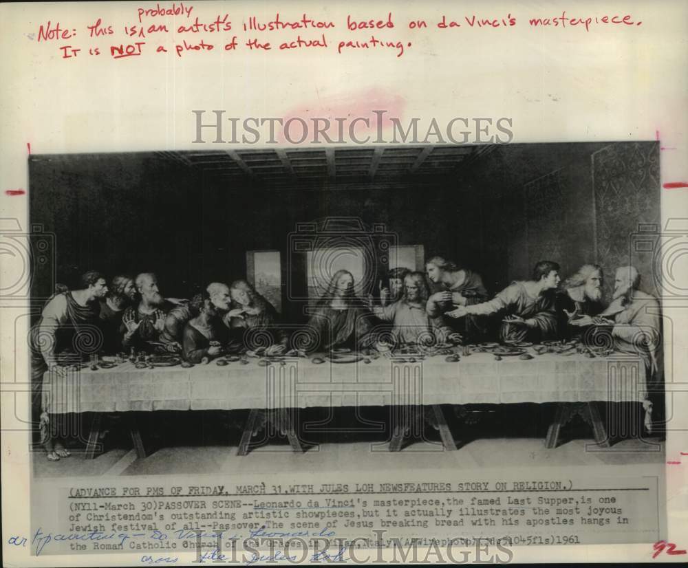 1961 Press Photo Artist&#39;s depiction of Leonardo da Vinci&#39;s &quot;Last Supper&quot;- Historic Images