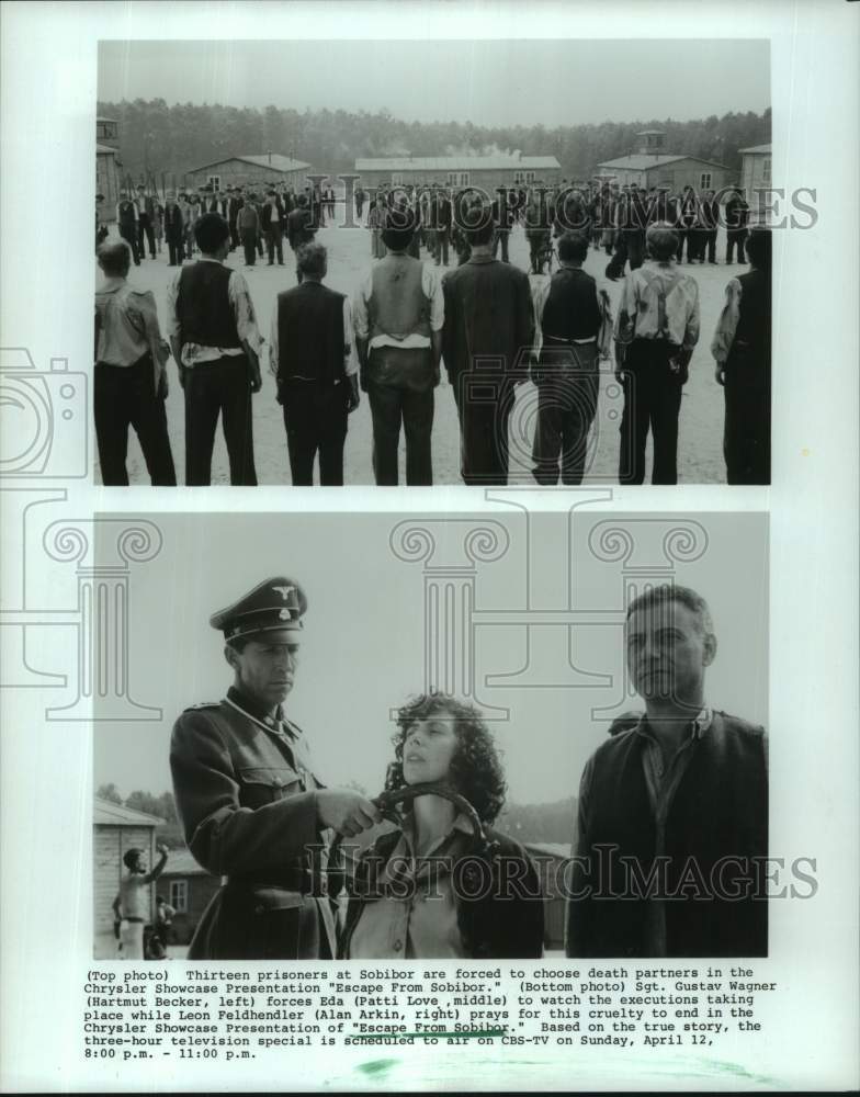 1987 Press Photo Scenes and Cast from the Television Movie "Escape From Sobibor"- Historic Images