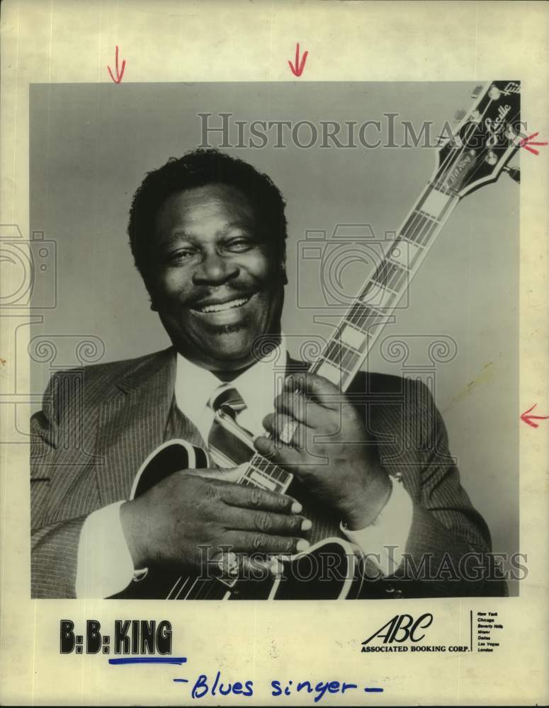 1985 Press Photo Blues Singer B. B. King with Guitar - hcx45357- Historic Images