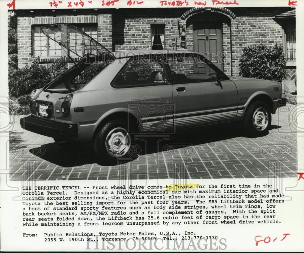 1979 Press Photo Toyota&#39;s economical Corolla Tercel features front wheel drive- Historic Images