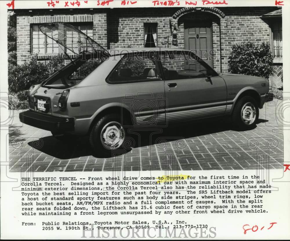 1979 Press Photo Toyota's economical Corolla Tercel features front wheel drive- Historic Images