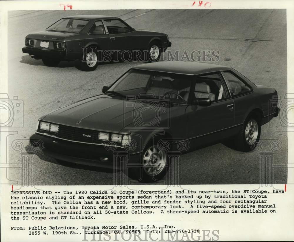 1980 Press Photo Toyota Celica's reliable GT and ST Coupes have classic styling- Historic Images
