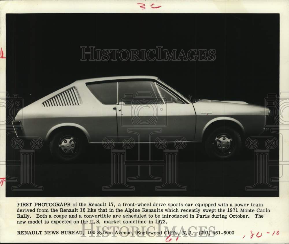 1971 Press Photo The Renault 17 front-wheel drive sports car to hit U.S. market- Historic Images